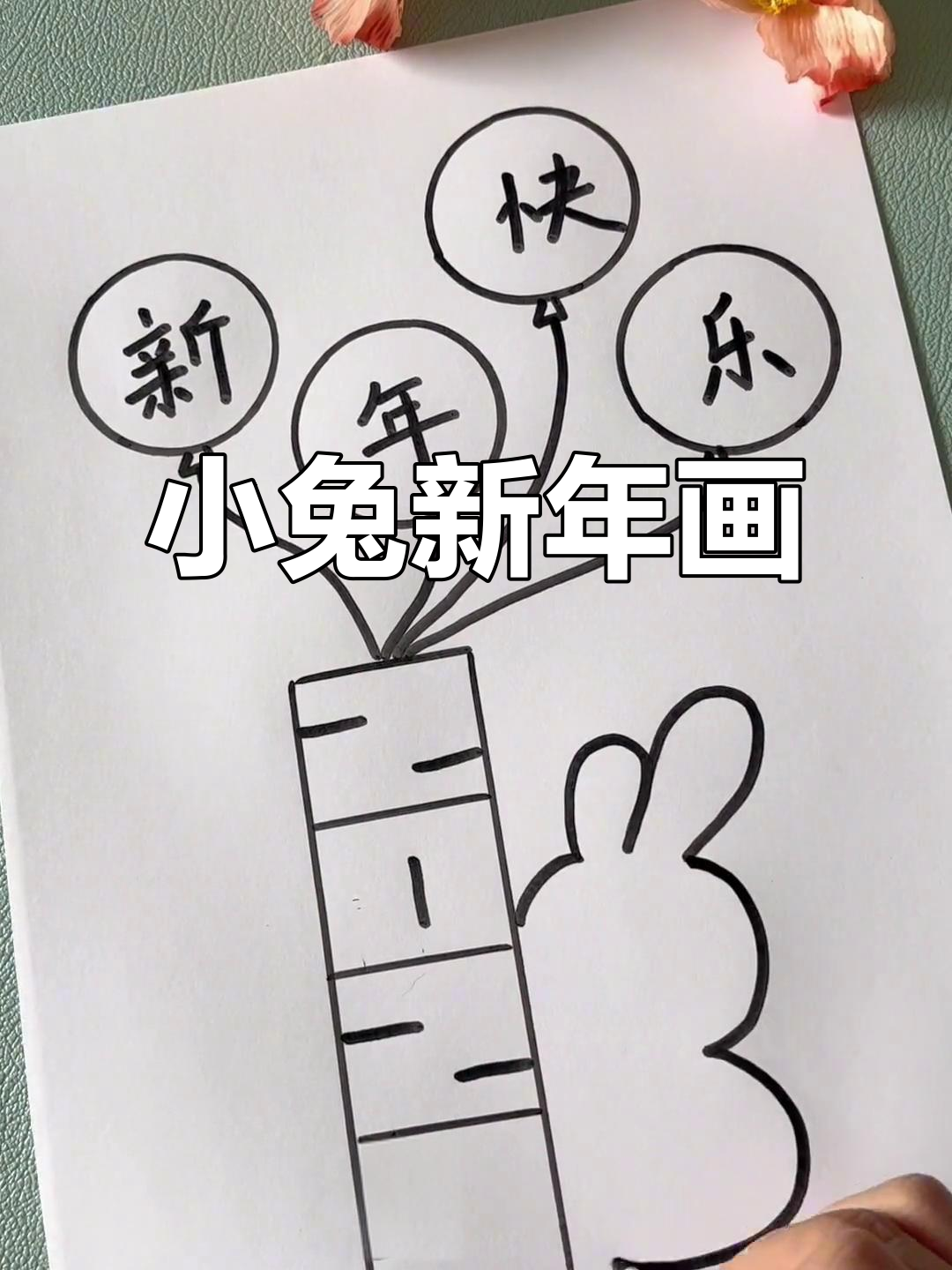 兔年小年画,简单步骤教你画出可爱兔子表情