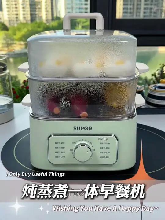9.3升小型电蒸锅蒸煮焖炖样样精通,机械旋钮操作简单万便,适合小家庭日常蒸煮使用