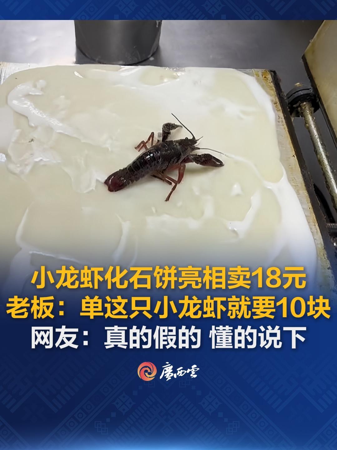 近日,浙江,小龙虾化石饼亮相卖18元,老板:单这只小龙虾就要10块。网友:真的假的,懂的说