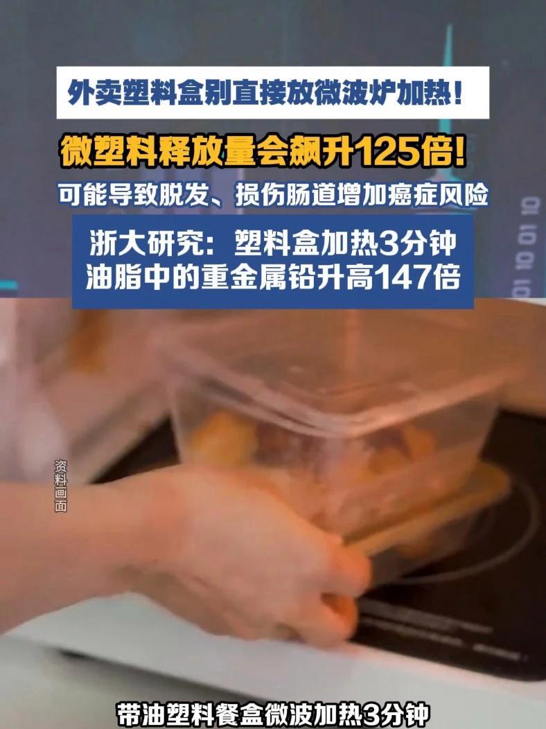 外卖塑料盒别直接放微波炉加热!微塑料飙升125倍!(人民日报健康客户端)#热点 #科普 #