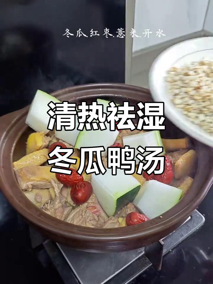 广东夏季必备!清热祛湿冬瓜薏米老鸭汤,鲜甜美味