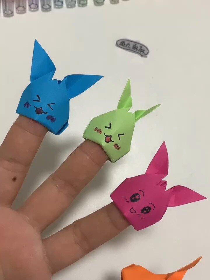 简单的纸兔子 折纸兔子 手指兔