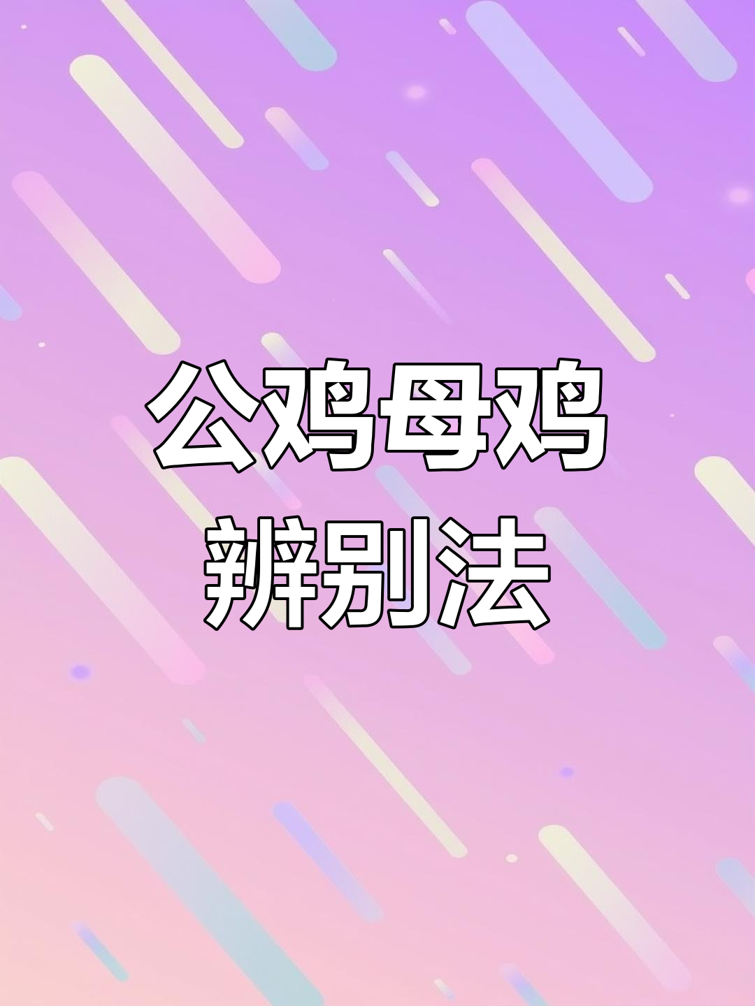 如何快速分辨公鸡和母鸡