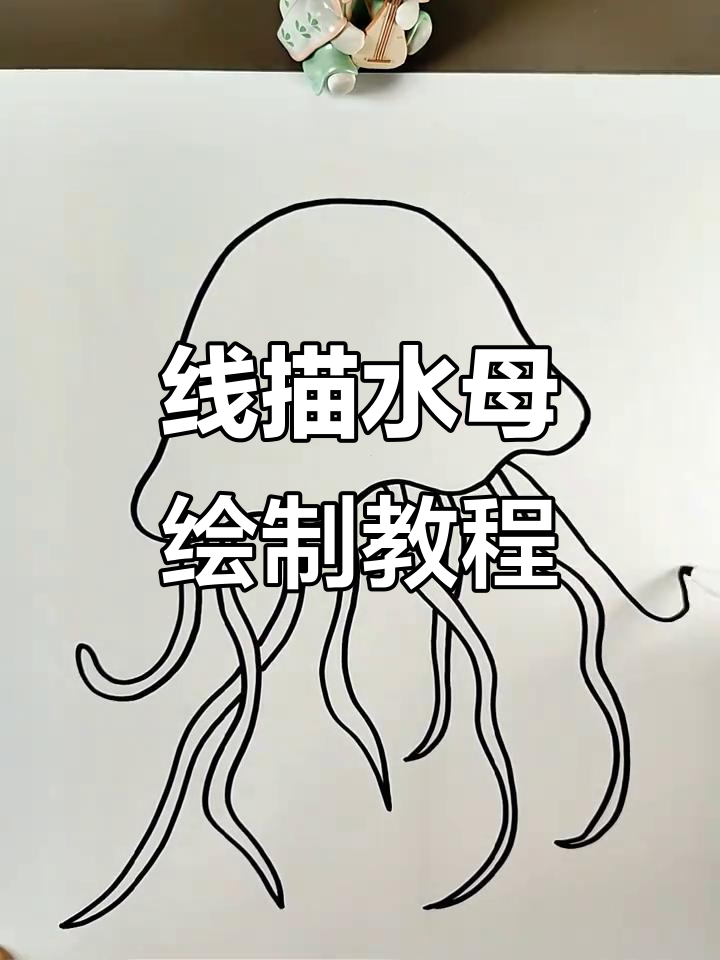 用线描画可爱水母,触角和身体一气呵成!