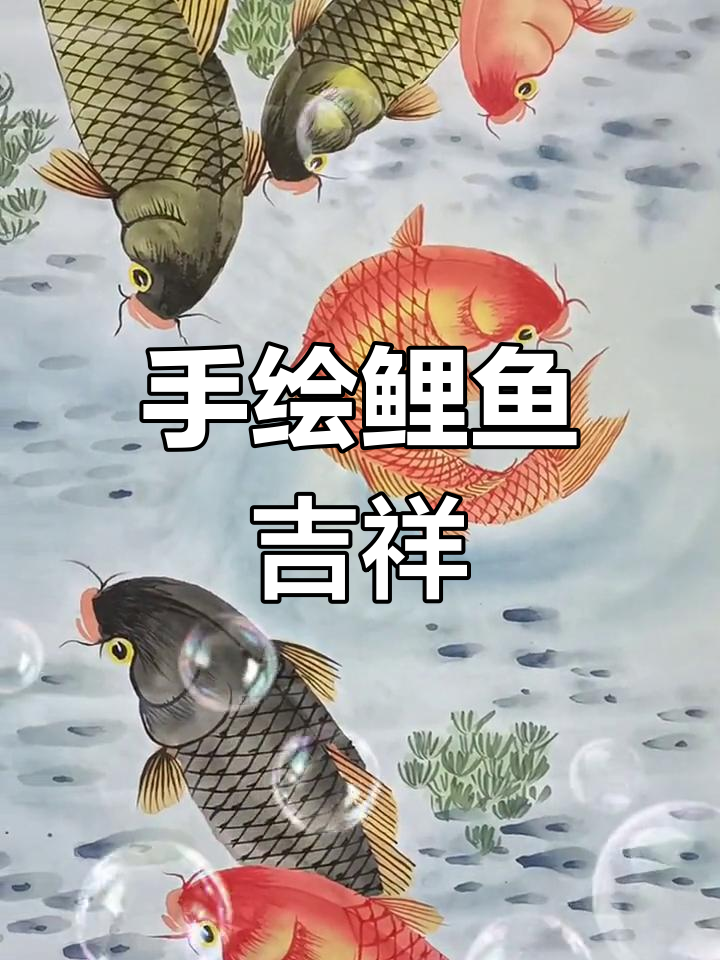 纯手绘鲤鱼图案,寓意吉祥