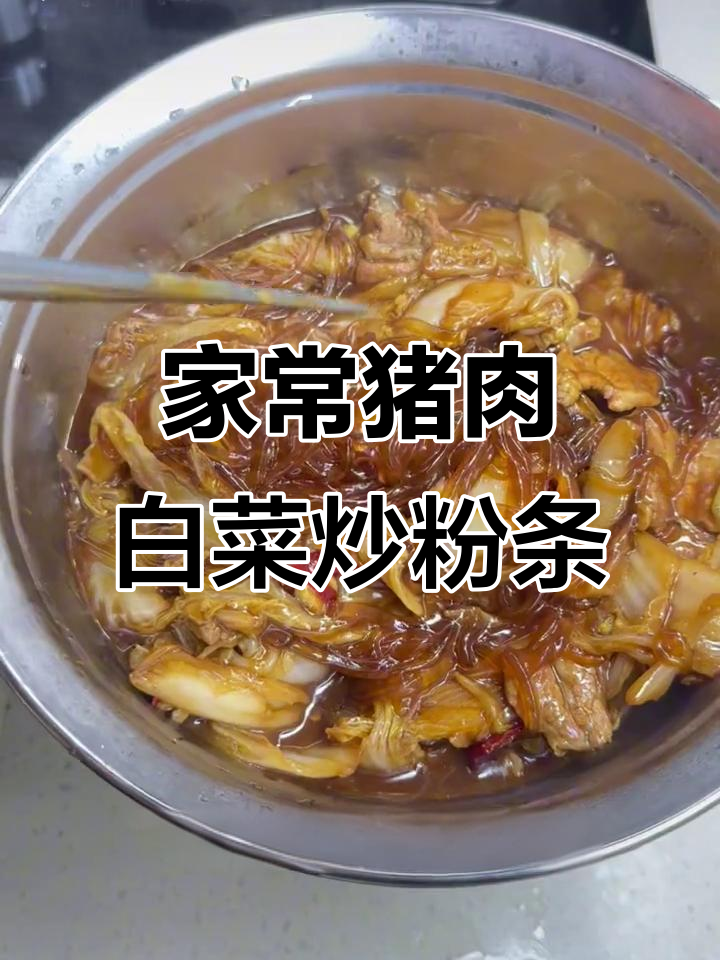 猪肉白菜炒粉条，家常味十足！配米饭馒头都超下饭