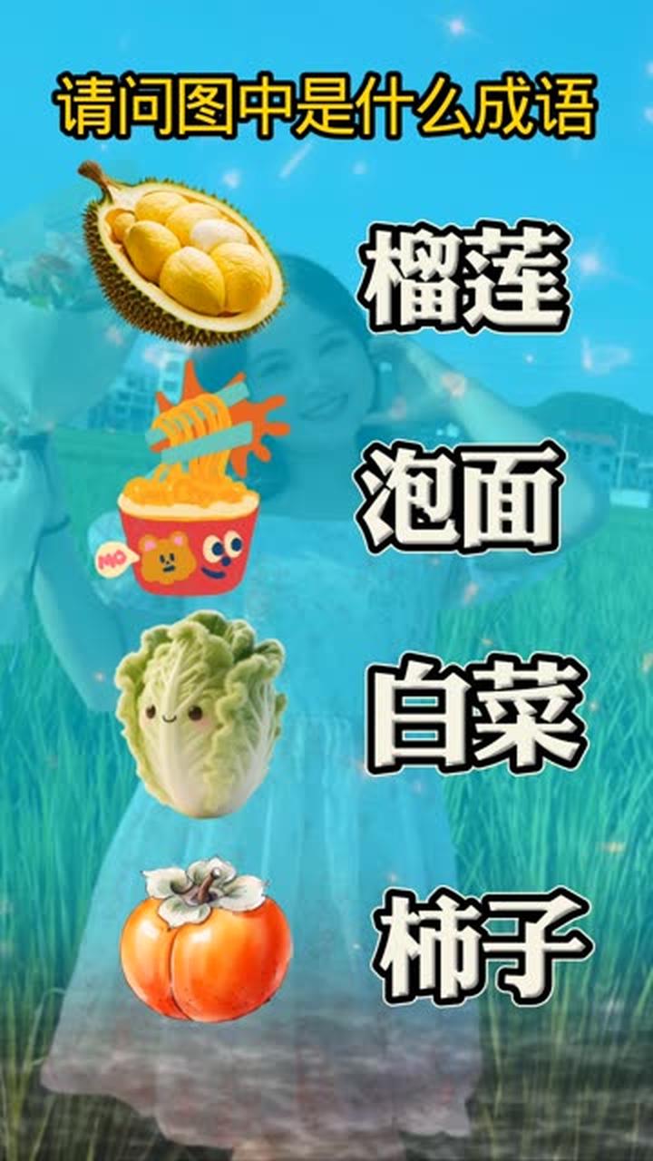 用榴莲、白菜、柿子和泡面组合成成语哦