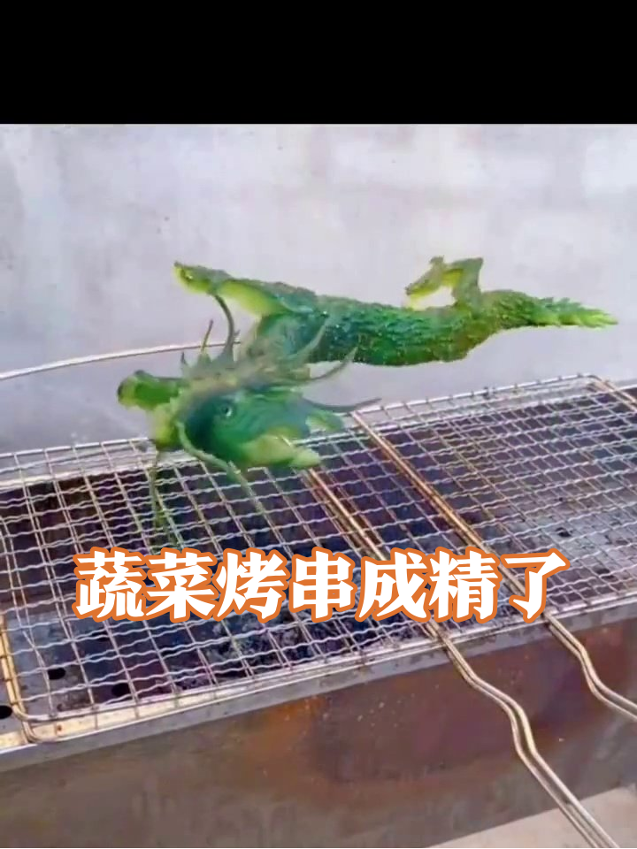 蔬菜雕成动物上烤架！花椰菜羊黄瓜蛙造型太绝
