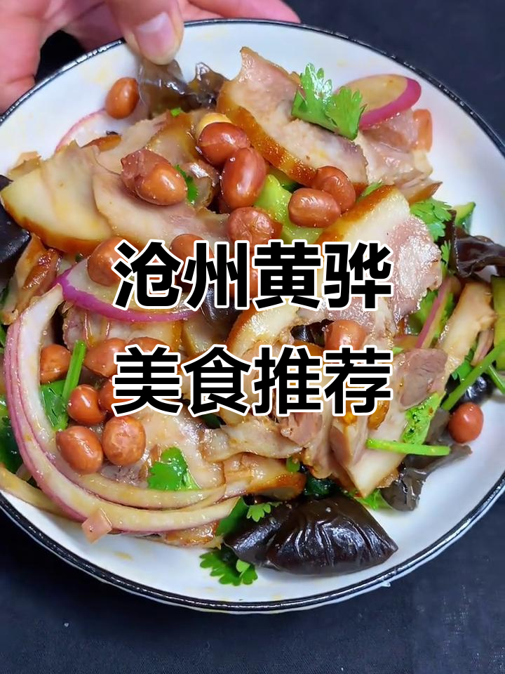 黄骅大姨秘制熏鸡,凉拌猪头肉配黄瓜、洋葱与花生米