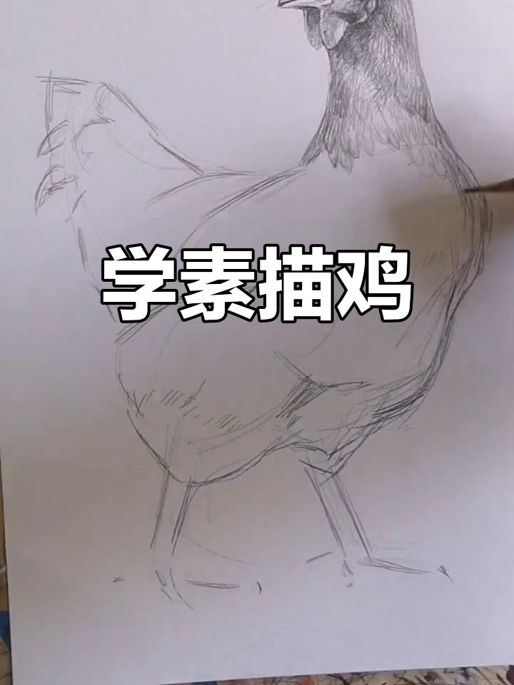 素描画鸡步骤详解,轻松掌握动物结构与比例