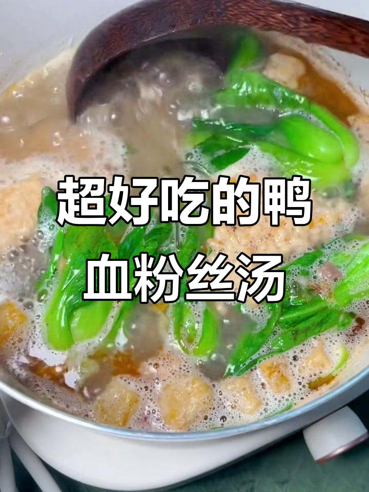 南京冠生园鸭血粉丝汤，鲜美又入味，丸子和小青菜搭配绝了