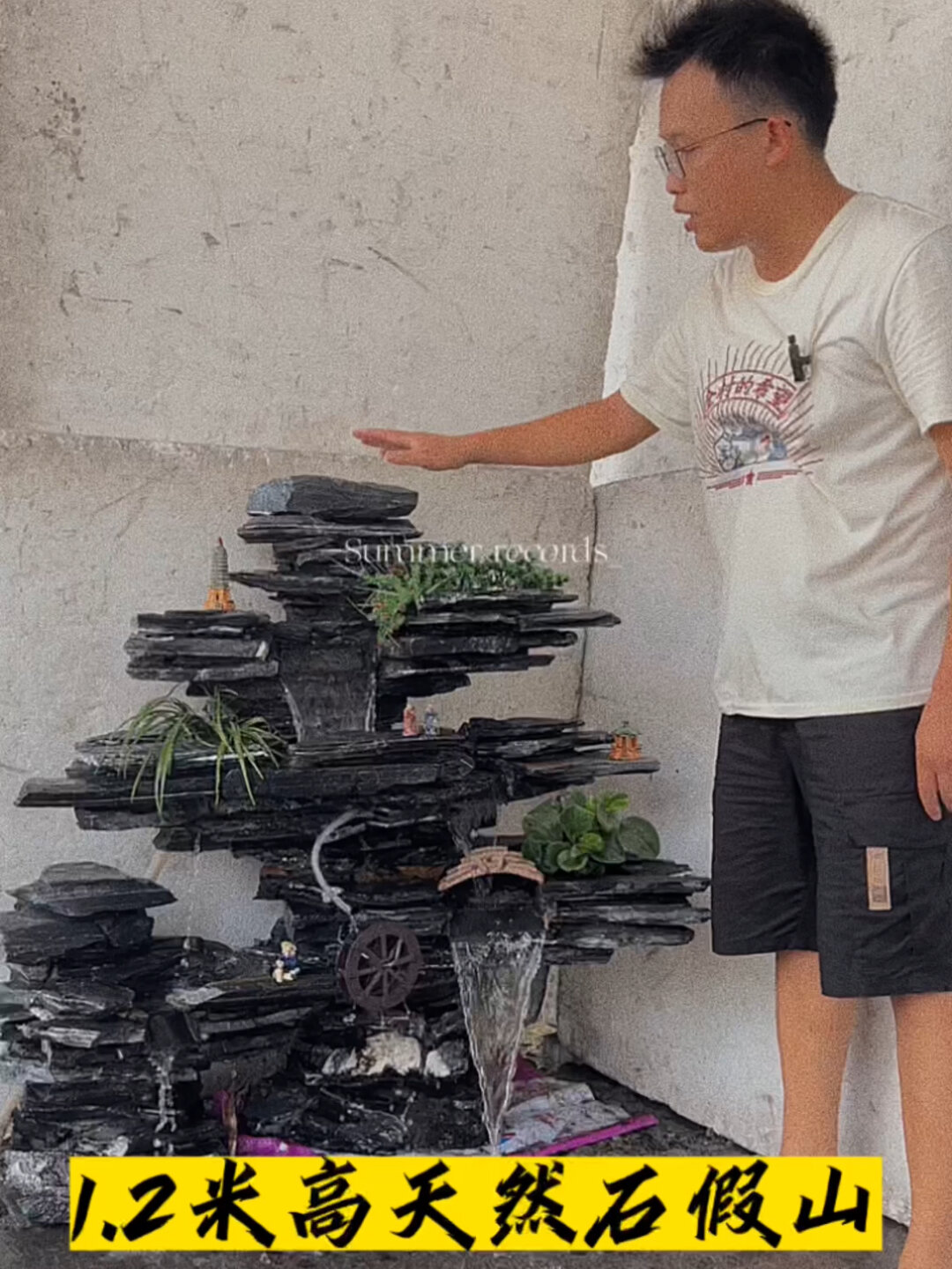 天然石制作小型假山鱼池制作创意