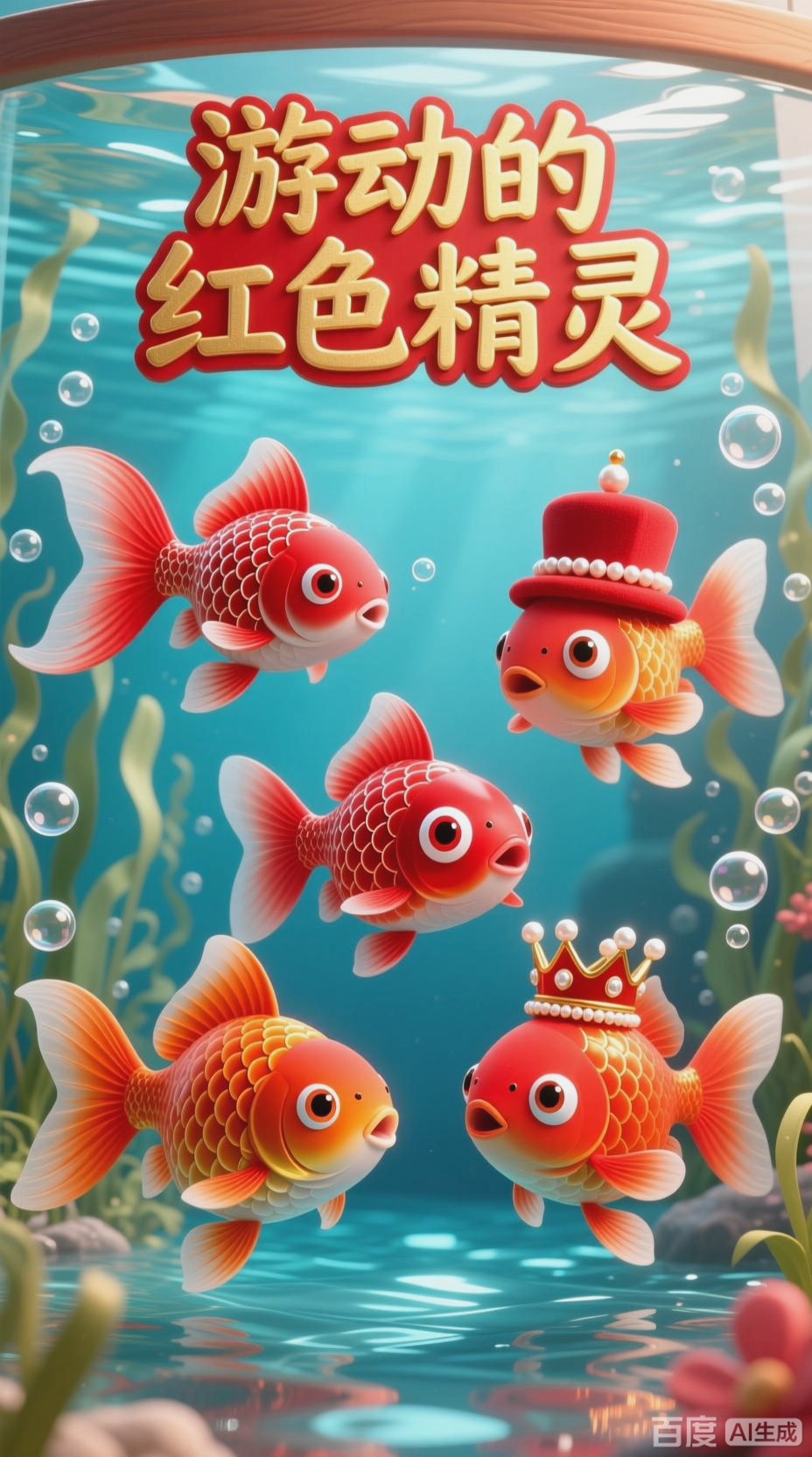 游动的红色金鱼之美