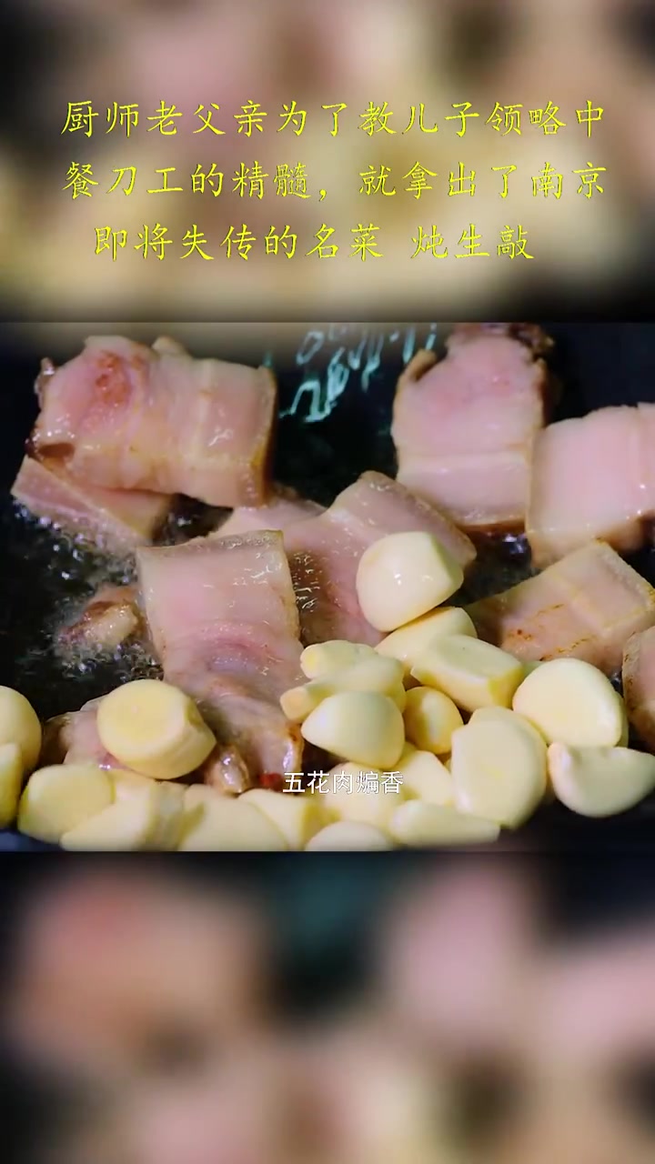 厨师老父亲为了教儿子领略中餐刀工的精髓，就拿出了南京即将失传的名菜-炖生敲