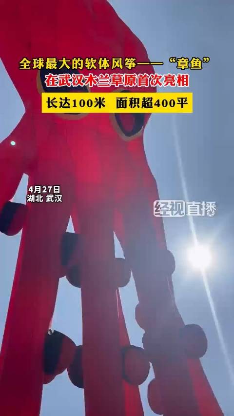 湖北文旅资讯「全世界最大100米章鱼风筝亮相武汉」4月27日,湖北武汉。2024年中国·武