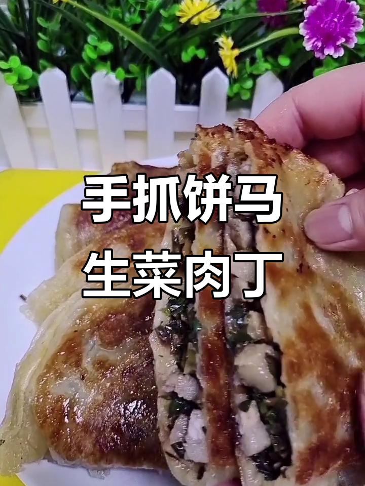 马生菜炒肉丁,手抓饼包馅流油超好吃