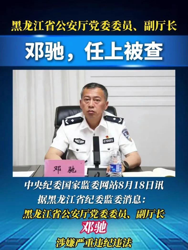 黑龙江省公安厅党委委员、副厅长邓驰,任上被查 反腐倡廉 黑龙江