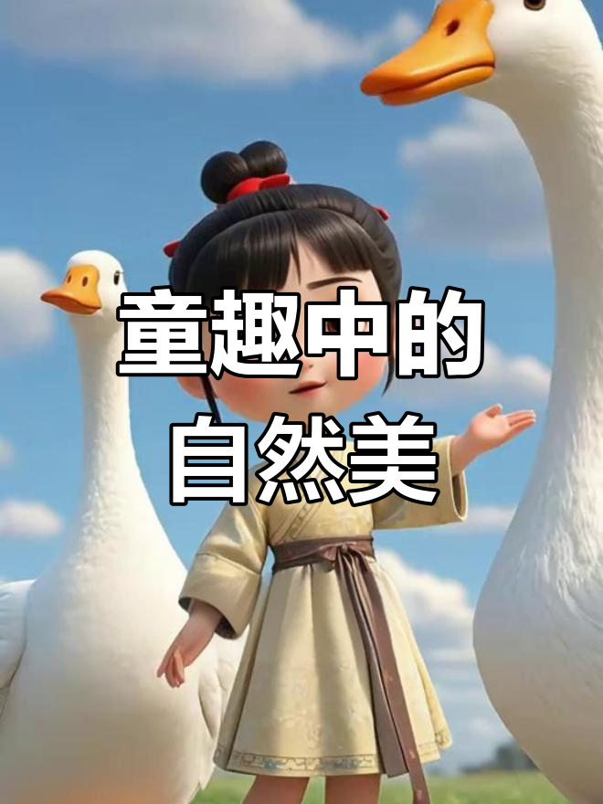 《咏鹅》展现童心与自然之美,生动描绘白鹅戏水场景