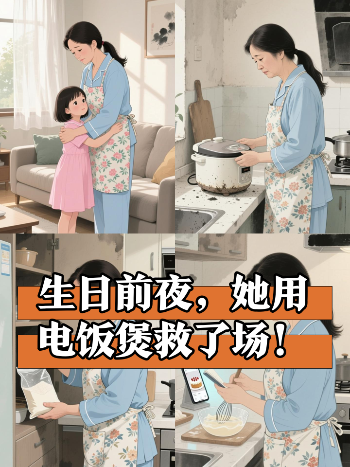 女儿生日前夜烤箱坏了,她用电饭煲蛋糕逆袭!