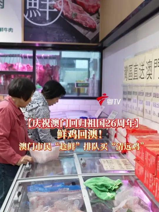 「庆祝澳门回归祖国26周年」鲜鸡回澳!澳门市民“趁鲜”排队“清远鸡”(记者 曹境 鄢婧雯 