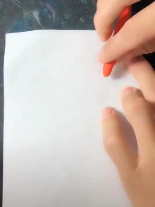 儿童蜡笔画晚霞 