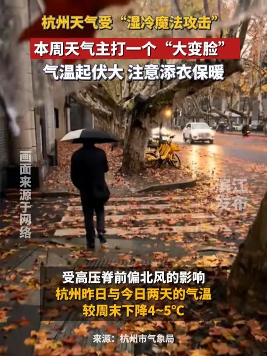 杭州天气受“湿冷魔法攻击”,本周天气主打一个“大变脸”