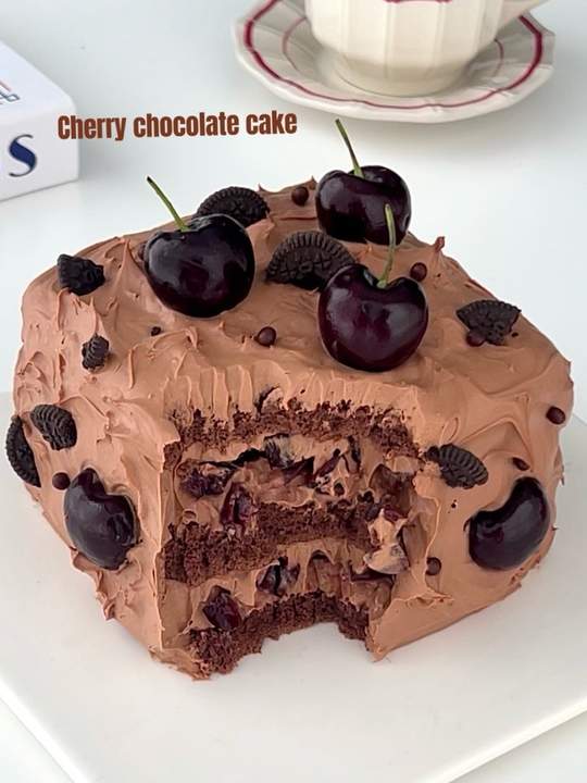 冬日限定车厘子巧克力蛋糕，好吃到心巴上