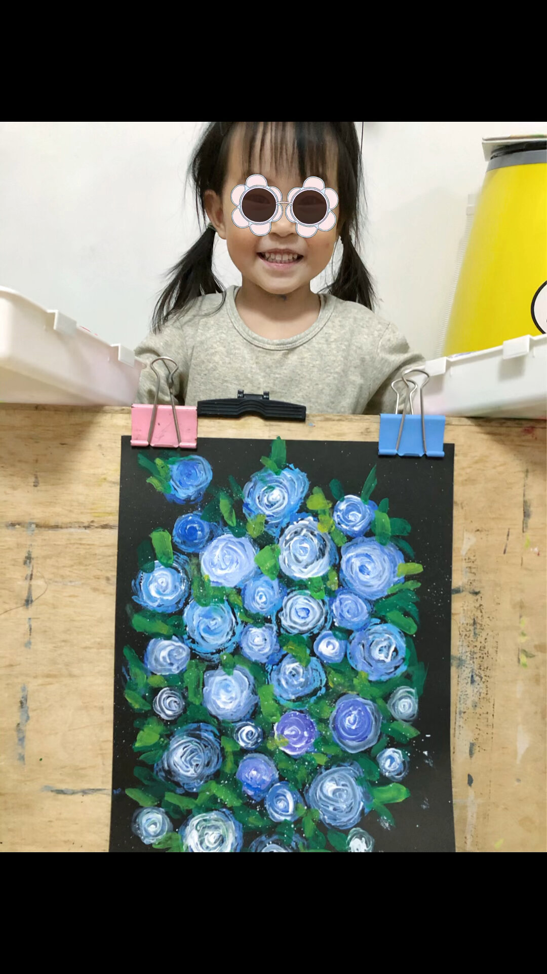 3岁2个月宝宝作品 水粉创意画 玫瑰