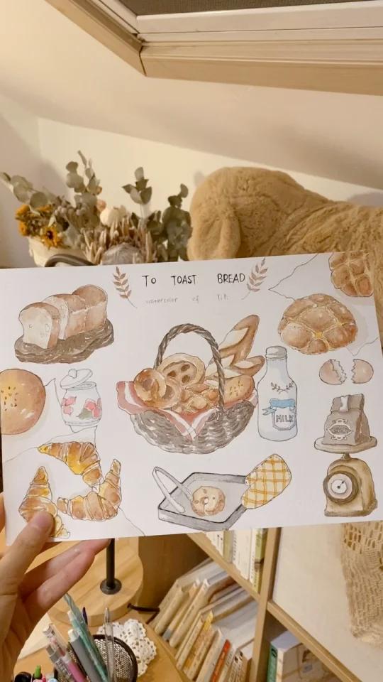 水彩面包系列_2给自己设计了一个挂布