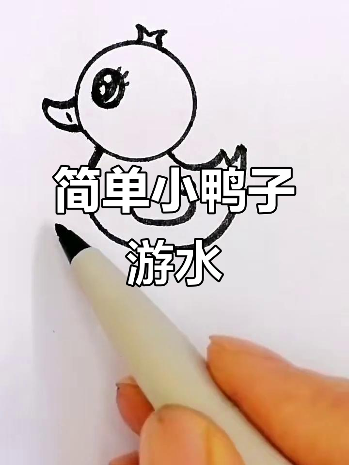 小鸭子游泳简笔画，轻松学会画可爱小鸭