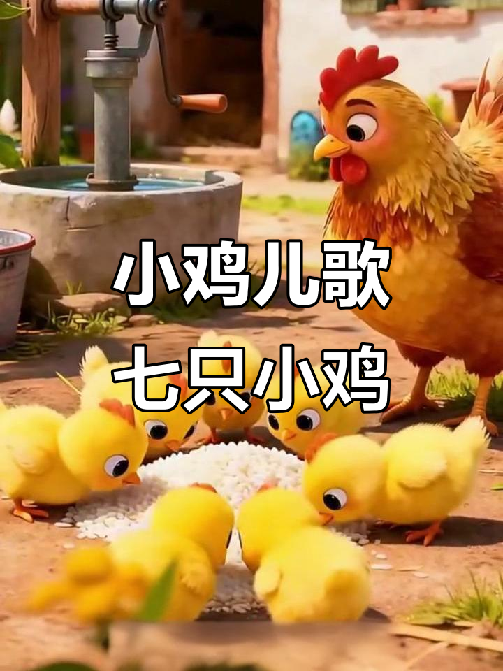 七只小鸡儿歌:萌萌的小鸡来赶集,跑东跑西真有趣