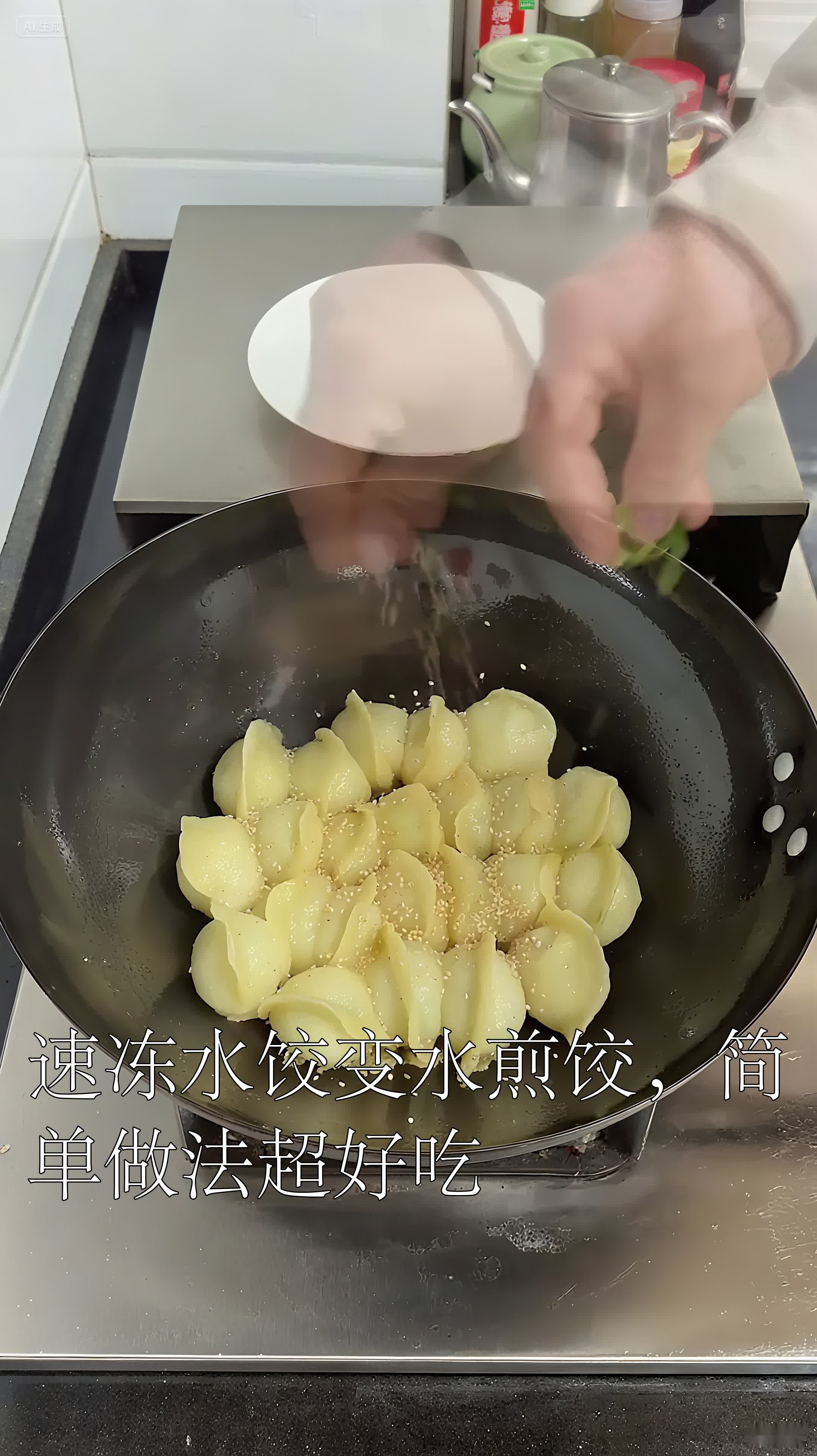 速冻水饺变水煎饺,简单做法超好吃