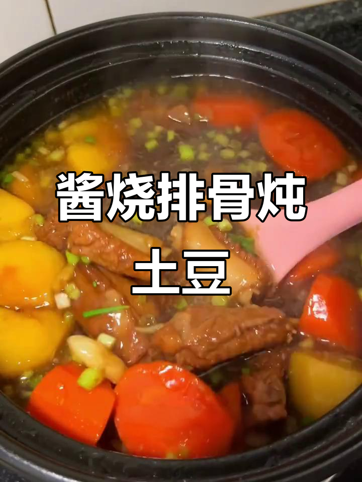 酱烧排骨配土豆胡萝卜,汤泡饭超下饭
