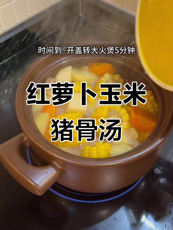 广东经典胡萝卜玉米猪骨汤，鲜甜润肺又简单