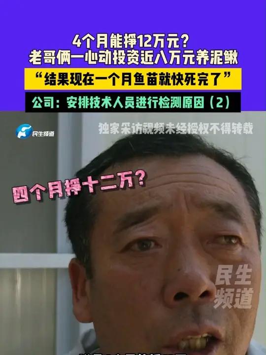 4月30日(发布)河南焦作,4个月能挣12万元?老哥俩一心动投资近八万元养泥鳅,“结果现在
