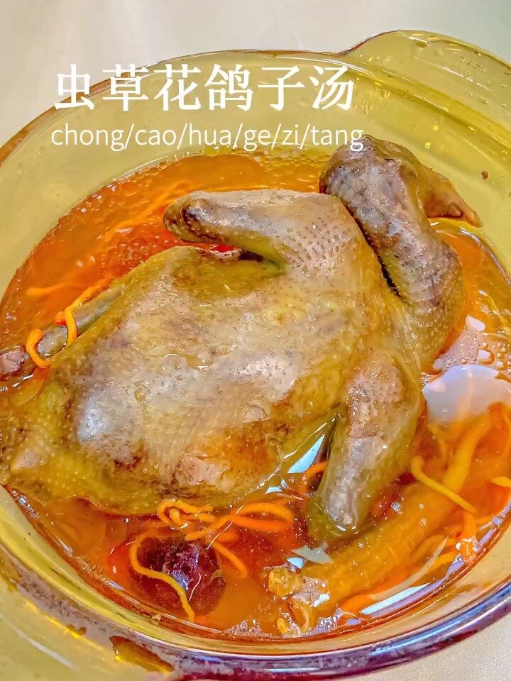 虫草花炖鸽子汤美容养颜,血气双补