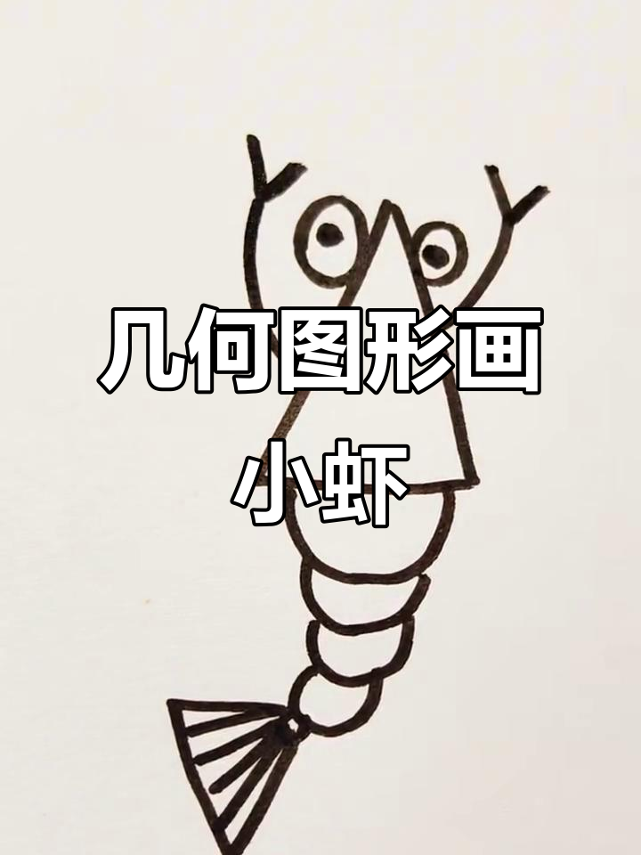 用几何图形轻松画可爱小虾，简单又好玩