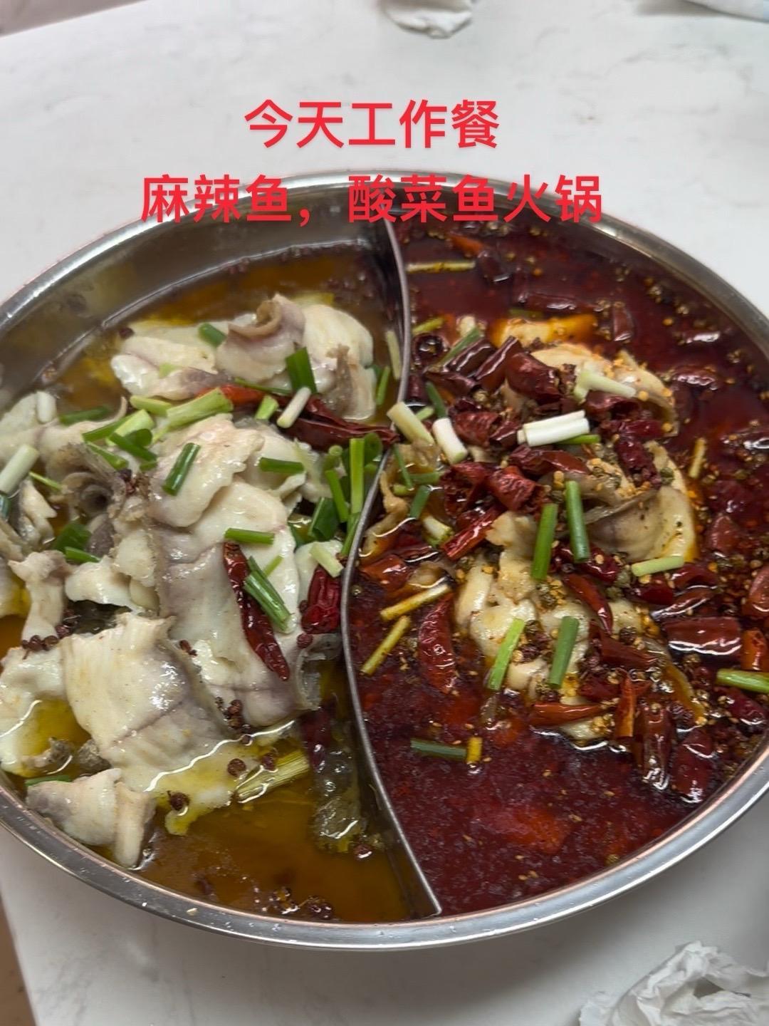 今天工作餐，麻辣鱼，酸菜鱼火锅 万邦阿飞 餐饮找阿飞 郑州阿飞配料 鱼火锅 麻辣鱼