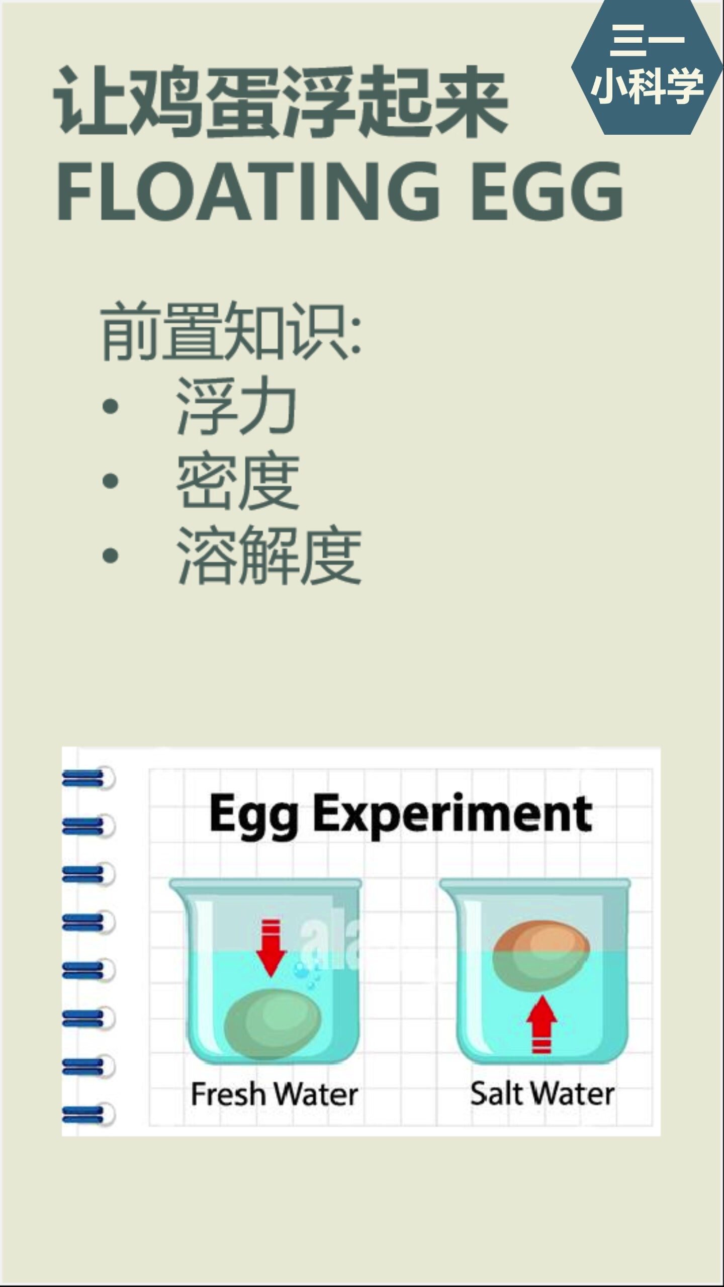 「家庭小实验」漂浮的鸡蛋