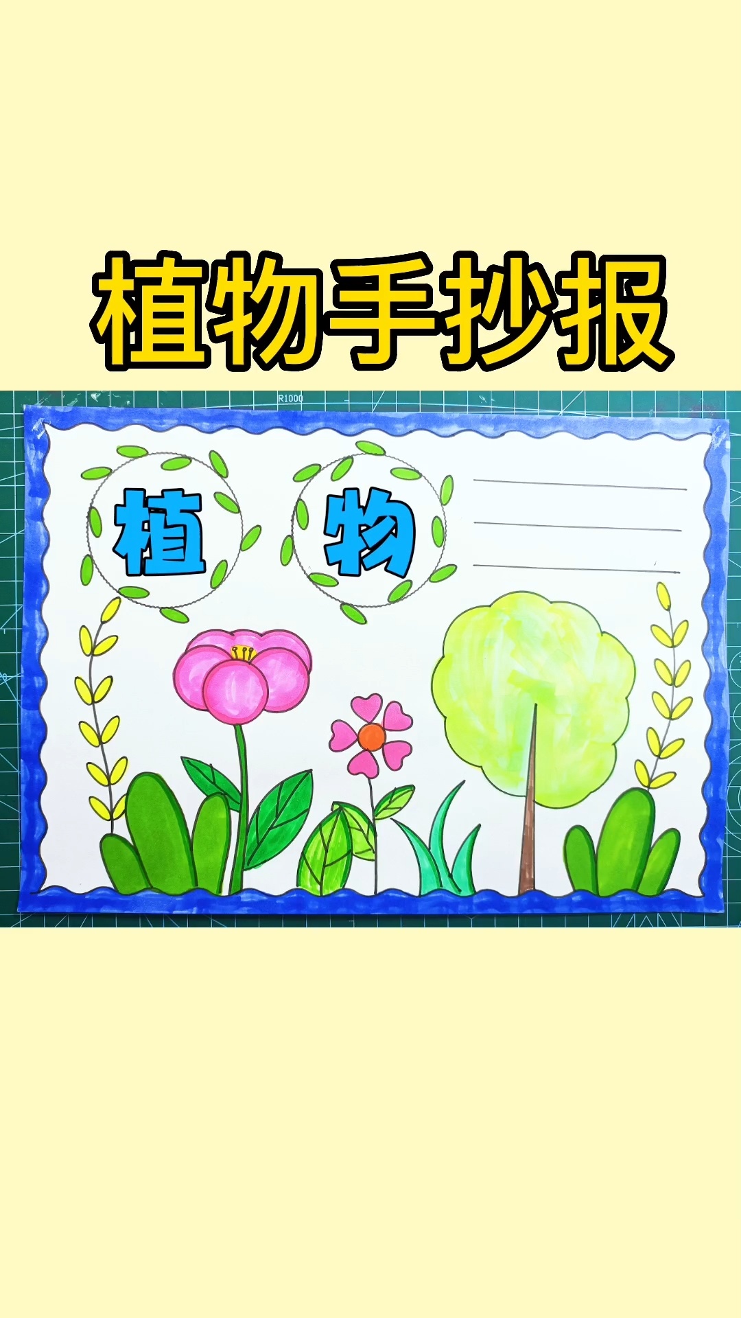 简单又好看的植物手抄报,用尺子画,超简单