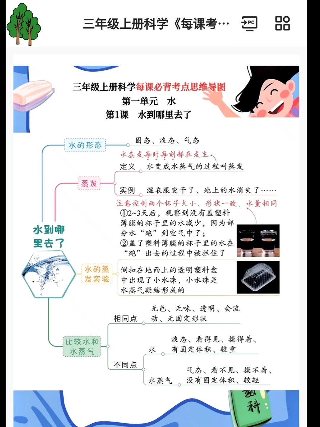 三年级上册科学《每课考点思维导图》