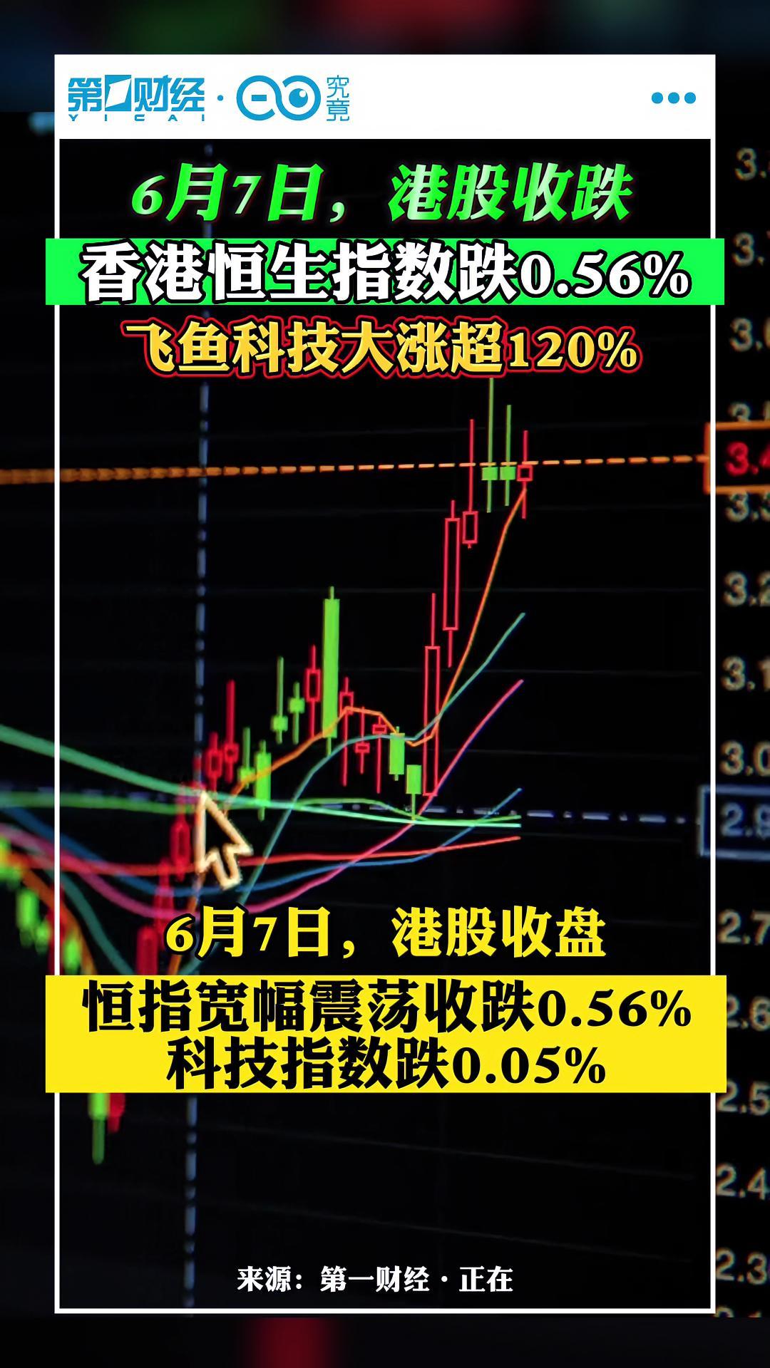 6月7日港股收跌,香港恒生指数跌0.56%,飞鱼科技大涨超120% 港股 股民
