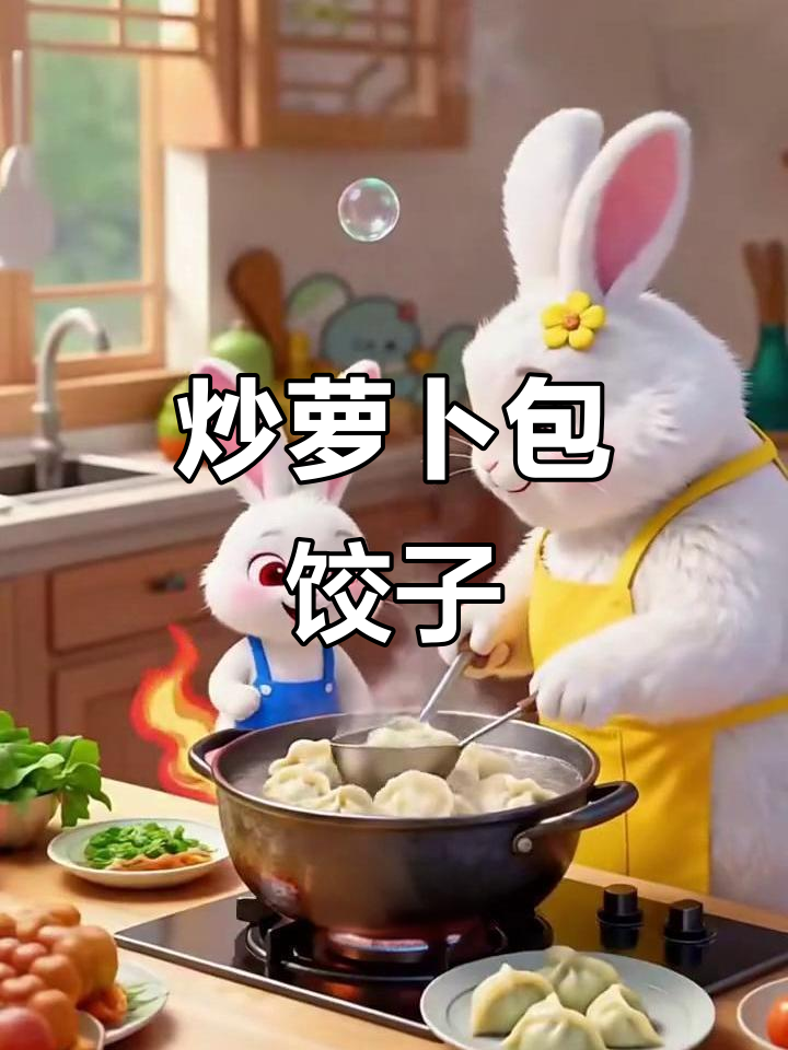 炒萝卜切碎,包饺子捏好孩子