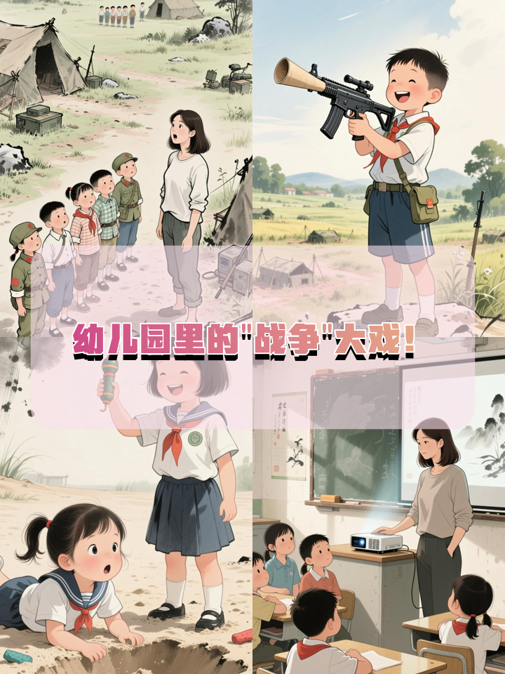 当幼儿园小朋友玩打仗游戏，结局让人笑喷！