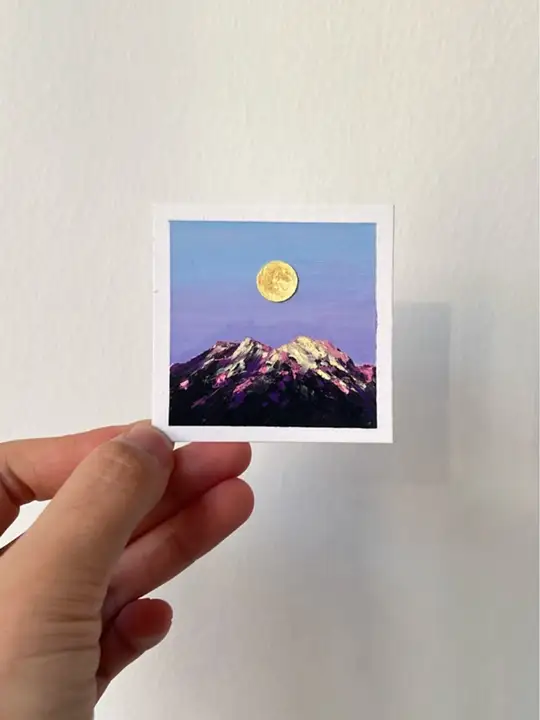 油画棒月亮系列作品,带你感受绘画的魅力