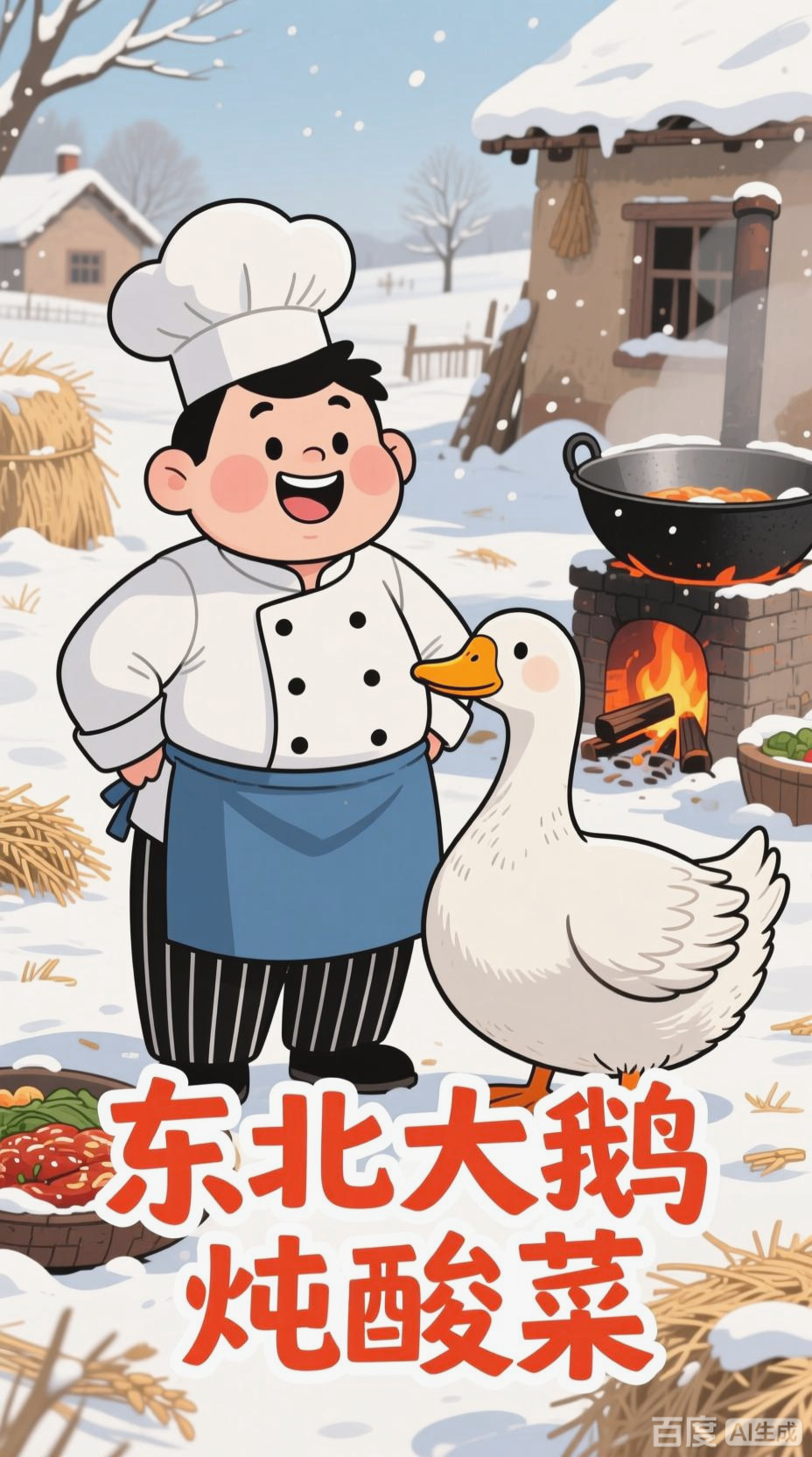 卡通厨师教你做东北大鹅炖酸菜