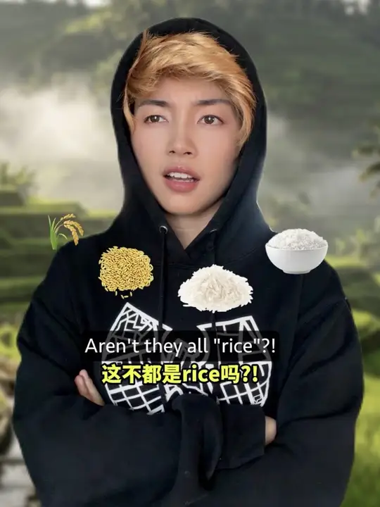 英文：我管你水稻还是米饭，统统都叫rice