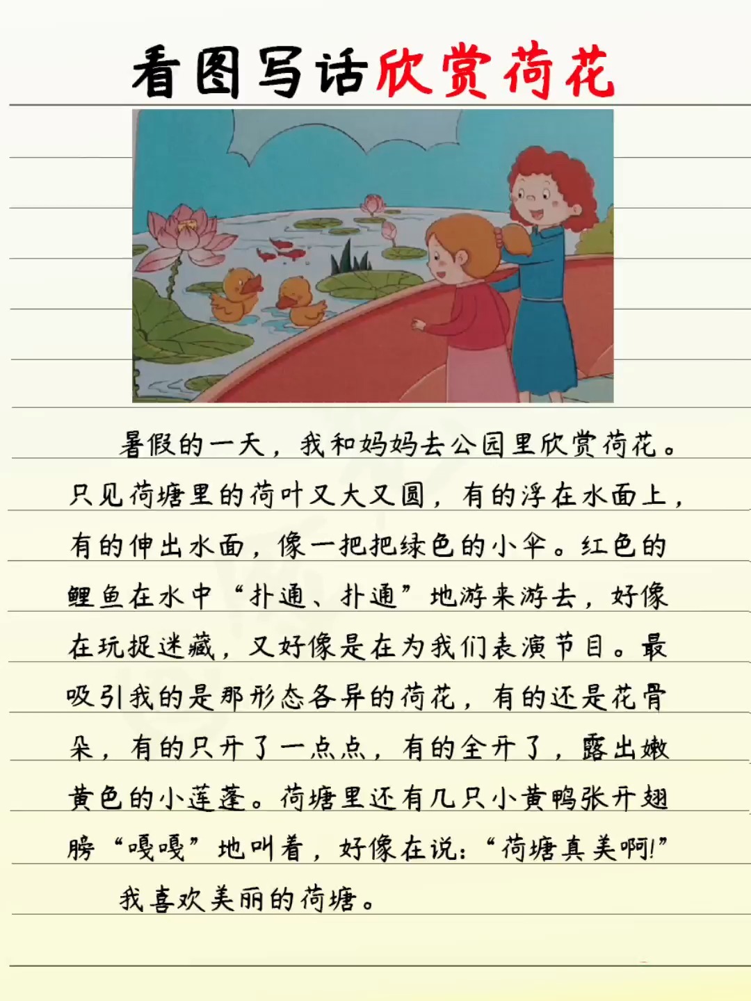 小学生看图写话欣赏荷花