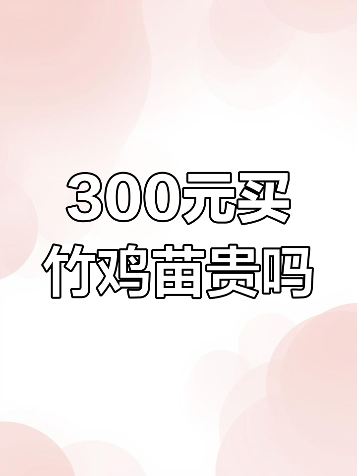 刚买了300一只竹鸡苗,值不值?