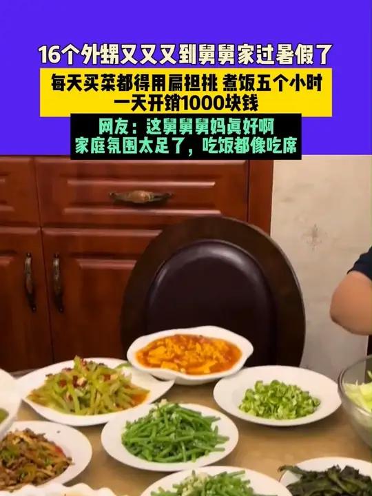 7月4日 重庆，16个外甥又又又到舅舅家过暑假了，每天买菜都得用扁担挑 煮饭五个小时，一天